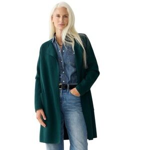 J. Crew Juliette Collarless Sweater Blazer Dark Green, Size XS EUC